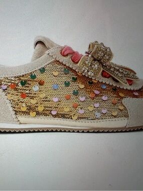 Kurt Geiger London Sequin Sneaker, Multicolor Dot Accents and Embellished bow